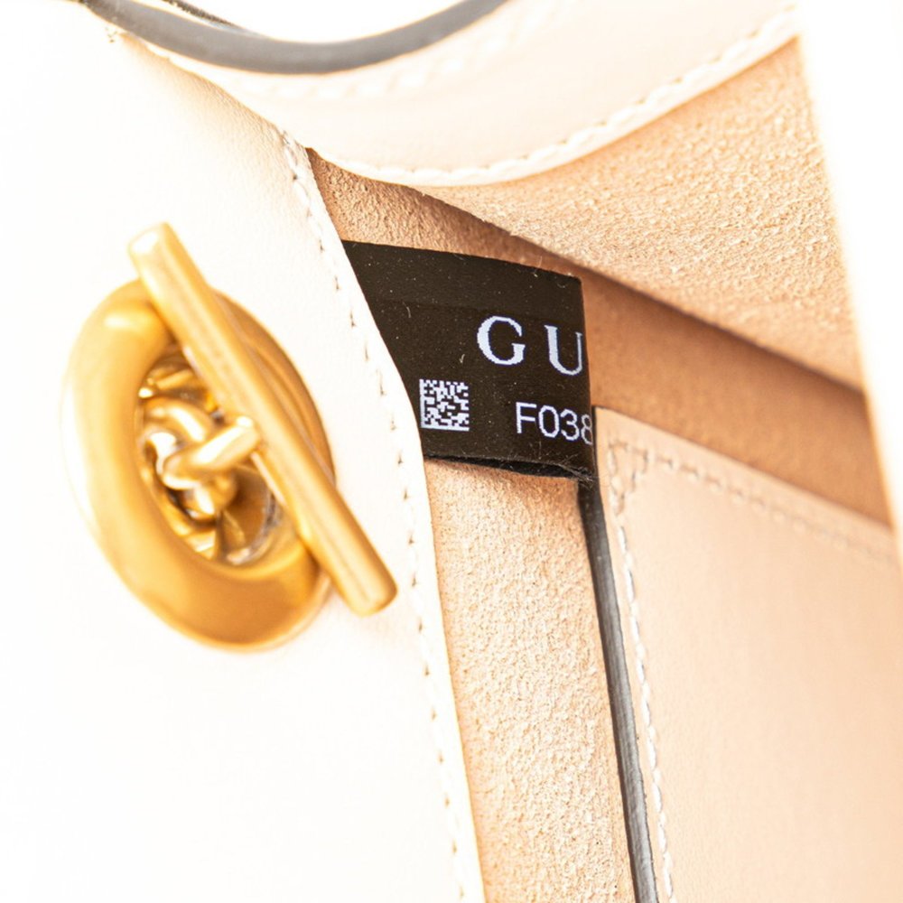 Gucci GG Marmont Shoulder Bag/Handbag 2WAY 696123 White Gold Leather Women's - Picture 10 of 10